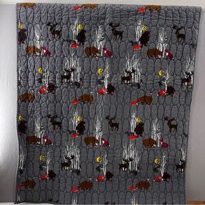 Hanna Andersson Grey Woodland Crib Quilt 46” x 32”